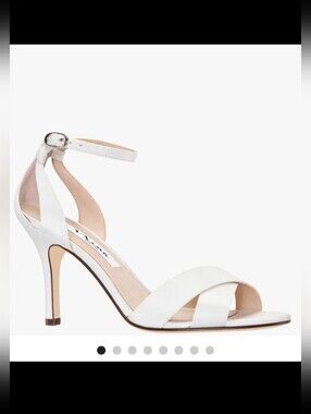 Nina Venus Ivory Luster Satin High Heel Sandal With Ankle Strap